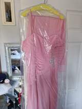 Pink diamanté feature full length dress with matching shawl, worn once, bought for 400, will sell for 150 5