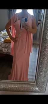 Pink diamanté feature full length dress with matching shawl, worn once, bought for 400, will sell for 150 7