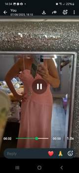 Pink diamanté feature full length dress with matching shawl, worn once, bought for 400, will sell for 150 8
