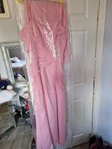 Pink diamanté feature full length dress with matching shawl, worn once, bought for 400, will sell for 150 6