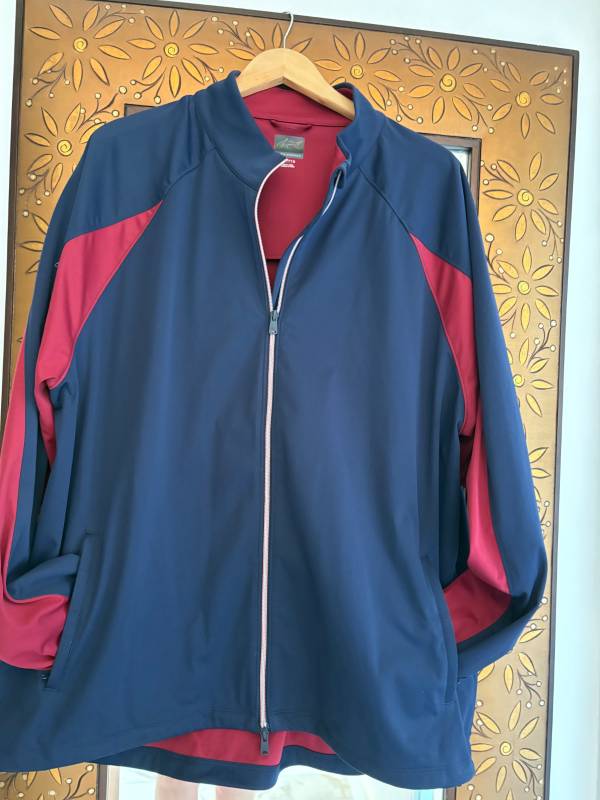 Greg Norman Full-Zip Golf Performance Weather Resistant Windbreaker Burgundy Navy Jacket XXL