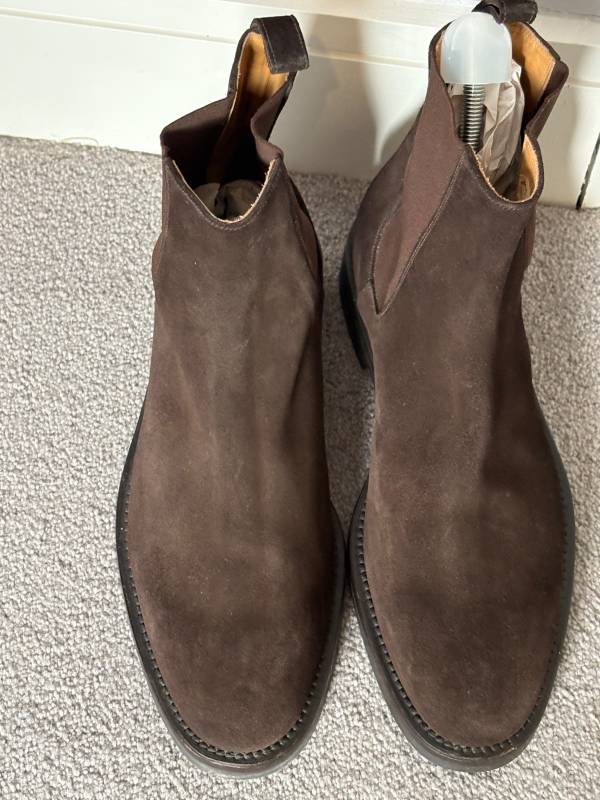 Bally Luxury Suede Slip-On Mens Chelsea Boots Brown UK10 EU44