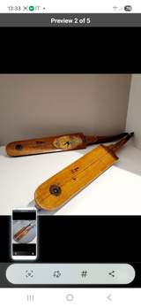 Vintage 1940s Dutch wood & metal ice skates 2