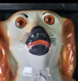 Large Vintage Staffordshire Style Wally Dogs, Pair. Amber Glass Eyes 2