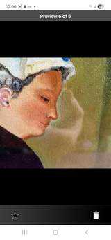 Framed Oil Painting. A lady taking tea 6