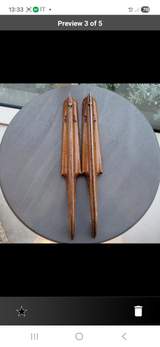 Vintage 1940s Dutch wood & metal ice skates 3