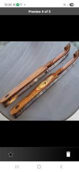 Vintage 1940s Dutch wood & metal ice skates 4