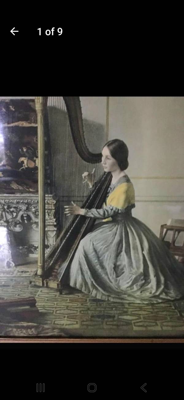 Large Framed Print – "The Lady with a Harp" by Leonard Campbell Taylor