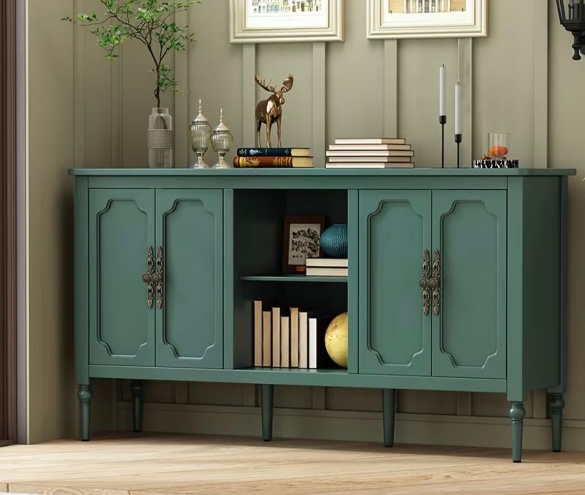 Vintage buffet sideboard cabinet with 4 doors