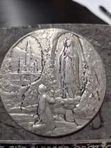 Vintage 1950s Our Lady of Lourdes Marble Plaque Souvenir - St. Bernadette Grotto 2