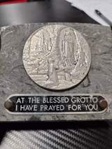 Vintage 1950s Our Lady of Lourdes Marble Plaque Souvenir - St. Bernadette Grotto 1
