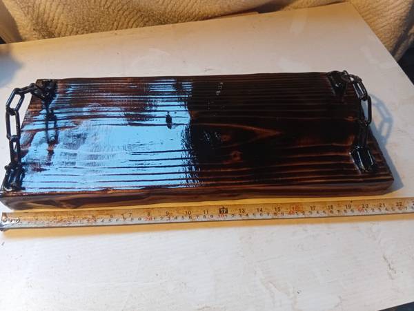 Rustic Handmade Wooden Serving Tray BBQ