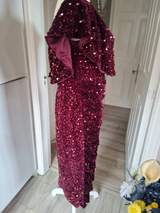 Boohoo Burgundy sequin ruched midi dress size 18 6