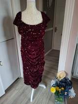 Boohoo Burgundy sequin ruched midi dress size 18 3