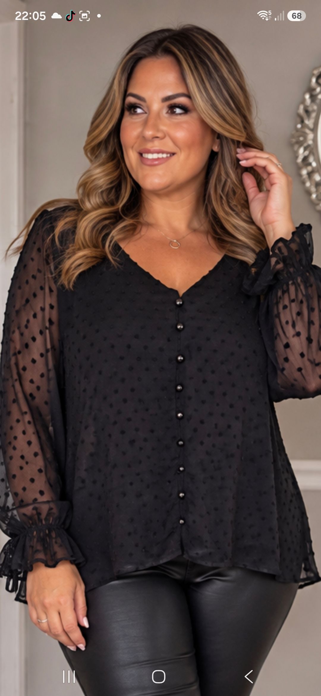 Shein Black Bobby spot blouse size XL uk 16