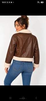 Brown Faux-Leather Aviator jacket size M 2