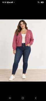 Dusty pink rose pearl detail cardigan size xl 1