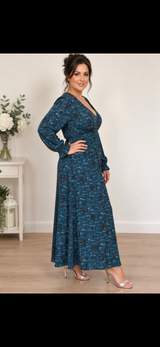 Kate&Pippa Teal blue abstract dress size XL 2