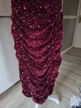 Boohoo Burgundy sequin ruched midi dress size 18 4