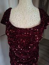 Boohoo Burgundy sequin ruched midi dress size 18 5