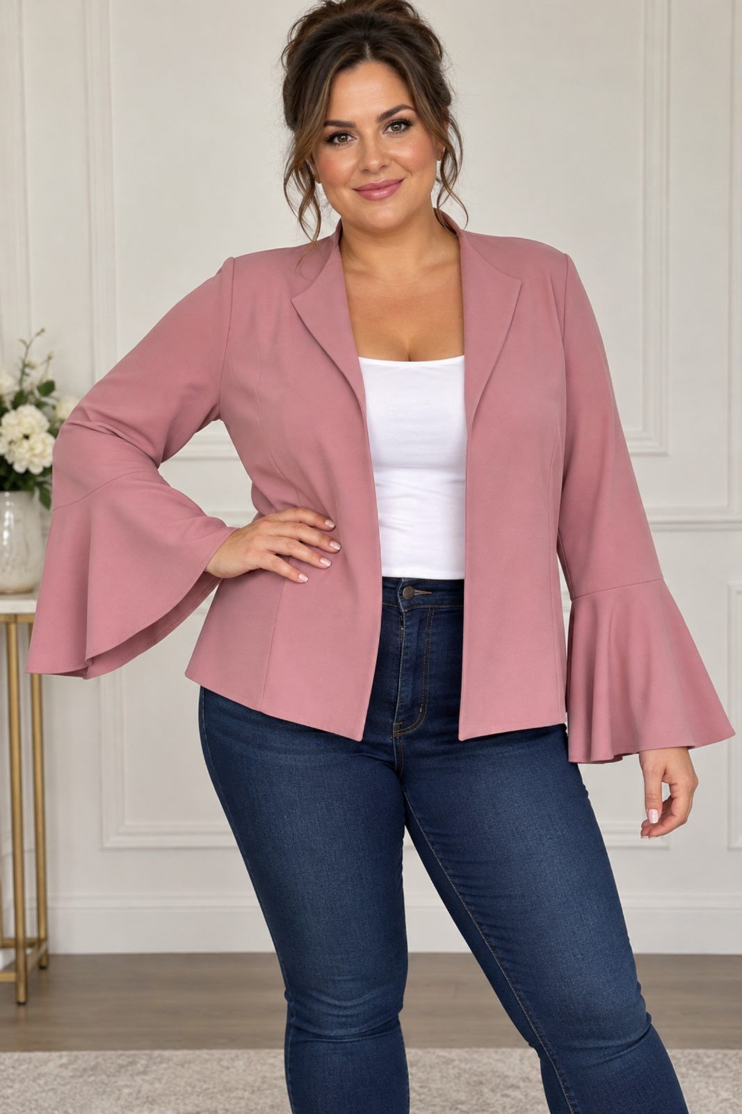 Primark Dusky pink bell sleeves blazer size 16