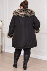 Essence Black Faux Fur Trim winter coat size 26/28 2