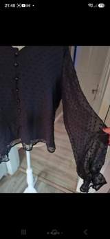 Shein Black Bobby spot blouse size XL uk 16 5