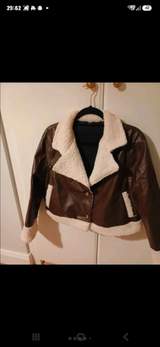 Brown Faux-Leather Aviator jacket size M 3