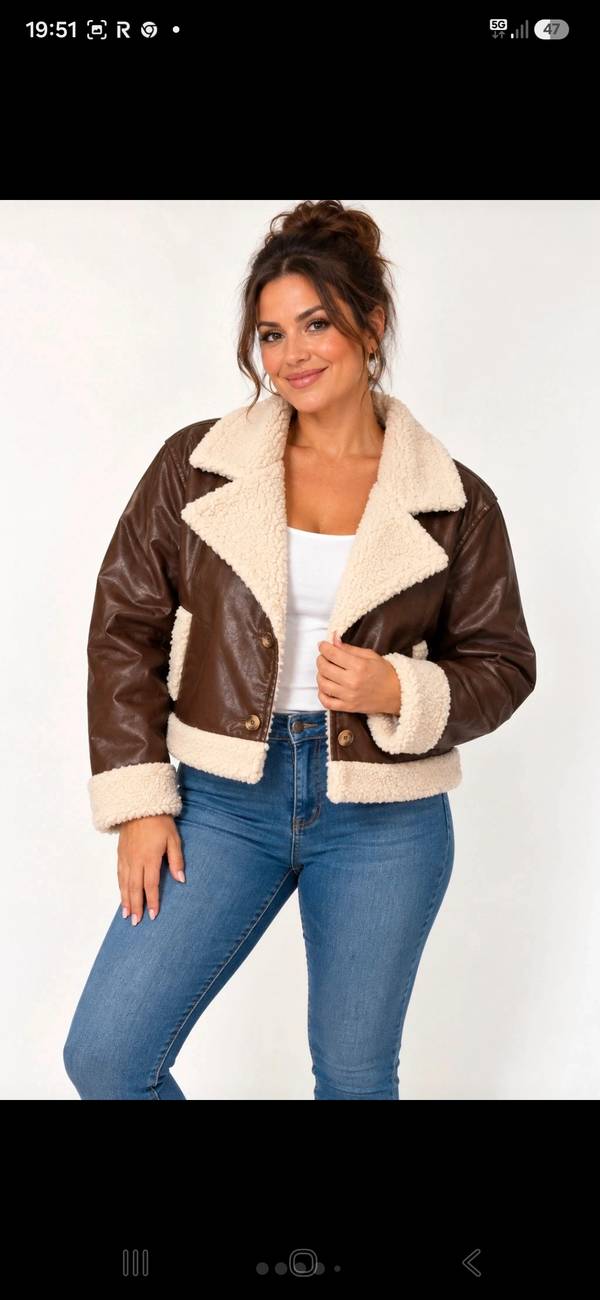 Brown Faux-Leather Aviator jacket size M