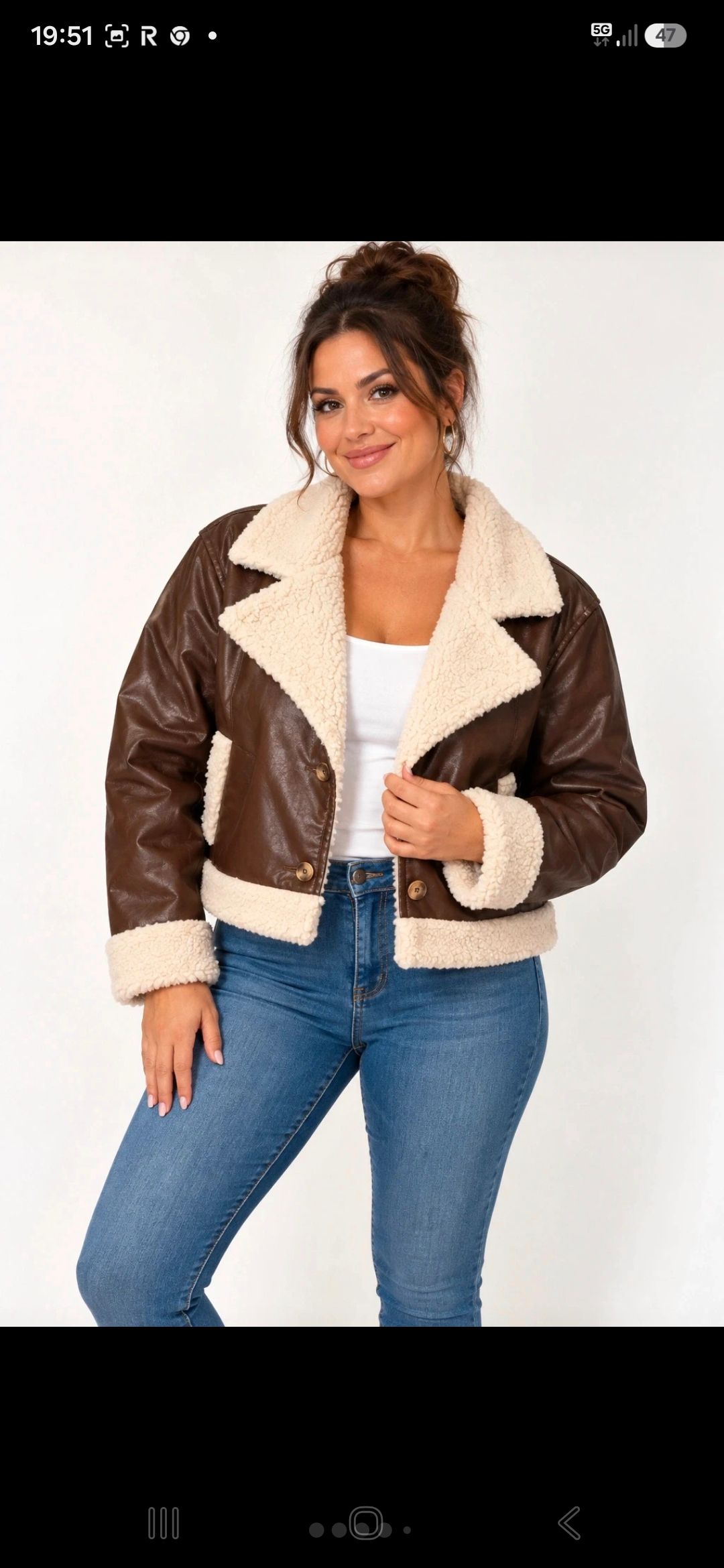 Brown Faux-Leather Aviator jacket size M