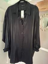 F&F Black Satin-Effect oversized blouse size 20 4
