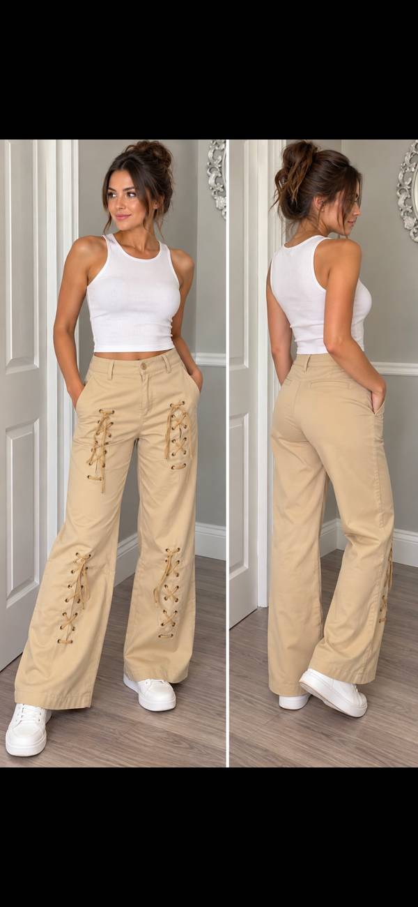Sisters & Seekers Beige wide leg Trousers size small