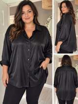 F&F Black Satin-Effect oversized blouse size 20 1