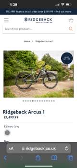 RIDGEBACK ARCUS 1-ELECTRIC HYBRID BIKE 1