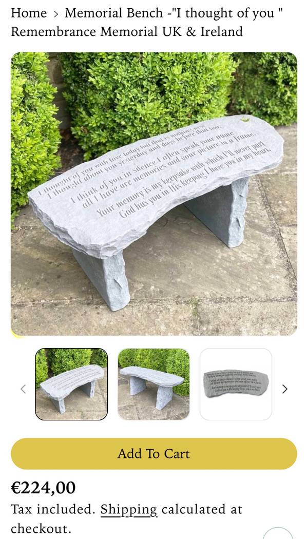 REMEMBRANCE/MEMORIAL BENCH