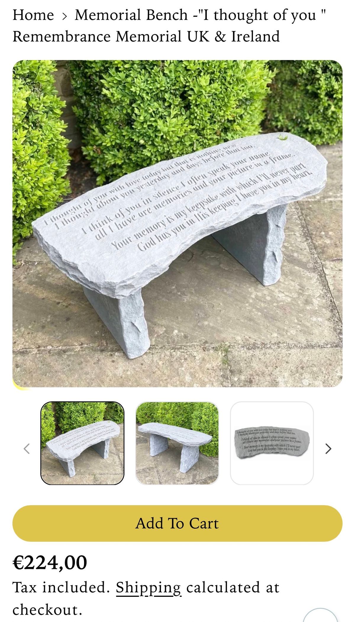 REMEMBRANCE/MEMORIAL BENCH