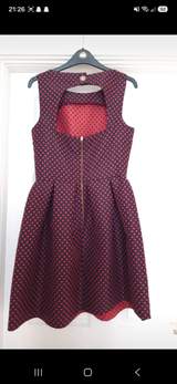 Navy & Pink Polka dot skater dress with open back 2