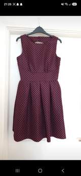 Navy & Pink Polka dot skater dress with open back 1