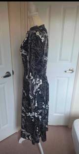 Rant & Rave Black & Cream Floral Midi Dress Size 14 4