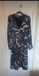 Rant & Rave Black & Cream Floral Midi Dress Size 14 7