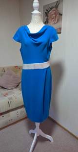 Closet Blue Cowl Neck Belted Midi Dress Size 16 2