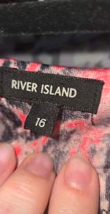 River Island Pink & Black Abstract Print Shift Dress UK 16 6