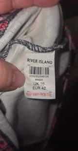 River Island Pink & Black Abstract Print Shift Dress UK 16 7