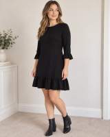 Boohoo Black Ruffle Hem Shift Dress – UK 12 1