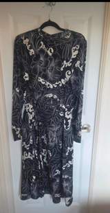 Rant & Rave Black & Cream Floral Midi Dress Size 14 3
