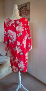 Wallis Red Floral Angel Sleeve Shift Dress Size 18 2