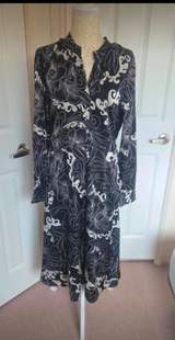 Rant & Rave Black & Cream Floral Midi Dress Size 14 2