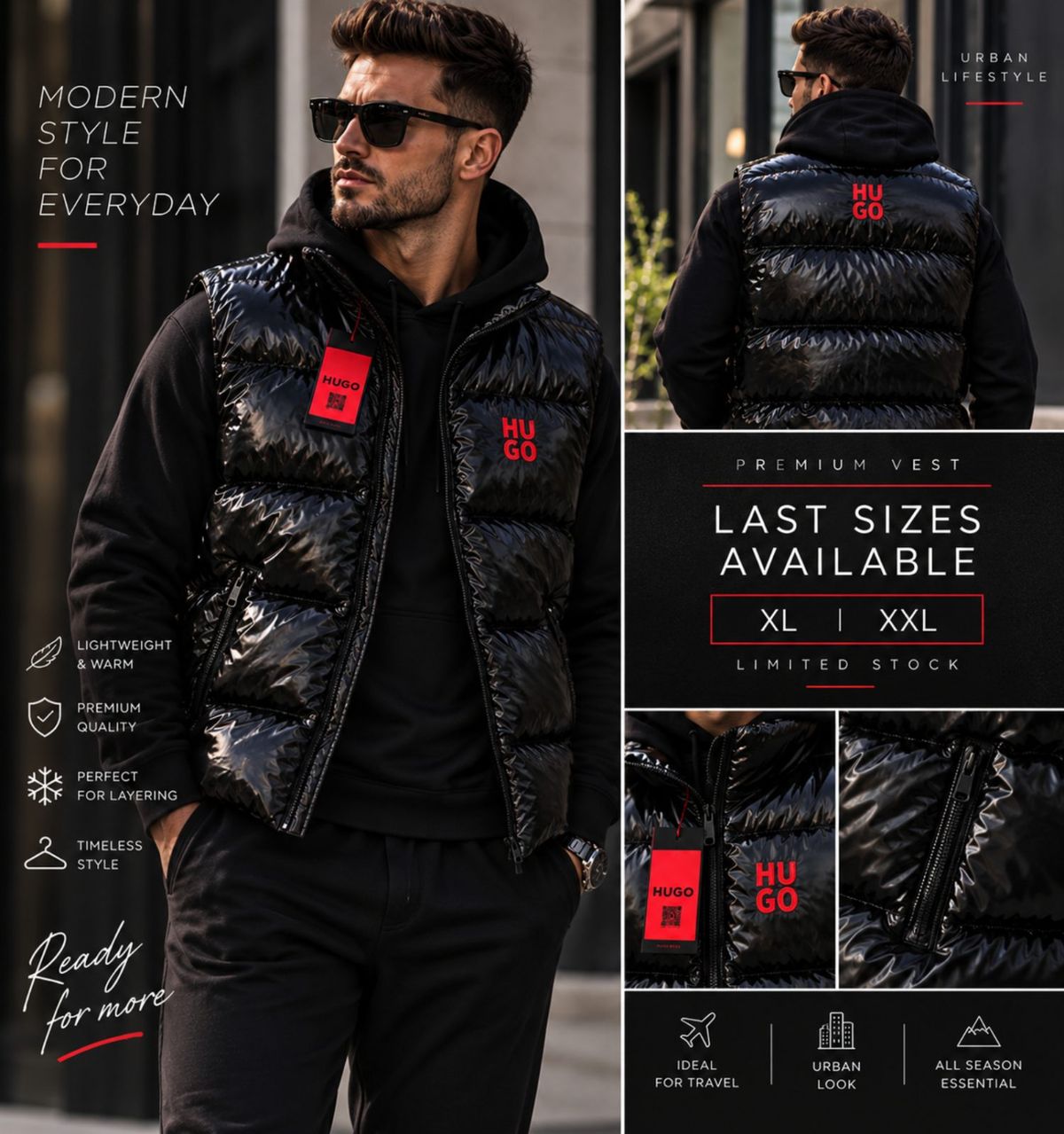 Men’s Padded Gilet – Black – XL & XXL