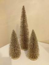 Set of 3 Gold Glitter Christmas Trees 1
