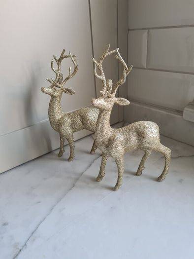 Gold Glitter Christmas Reindeer X 2